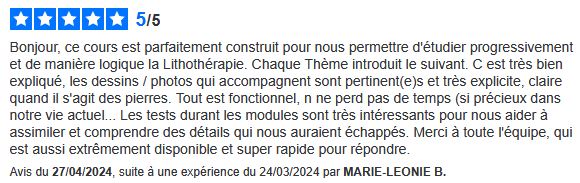 Formation Lithothérapie en ligne certifiante avis et témoignages