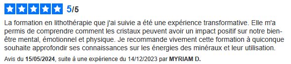 Formation Lithothérapie certifiante en ligne avis et témoignages