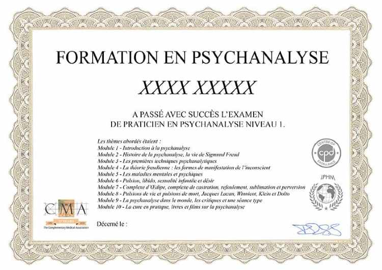 certification en psychanalyse en ligne à distance