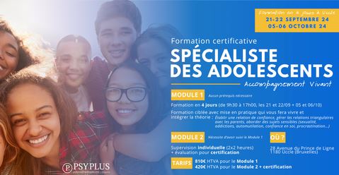 Devenir spécialiste des adolescents – Formation certificative en 4 jours à Bruxelles