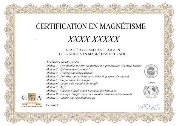 Formation en Magnétisme en ligne avec certification