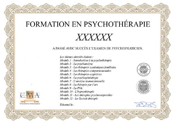 certification en ligne de psychothérapeute