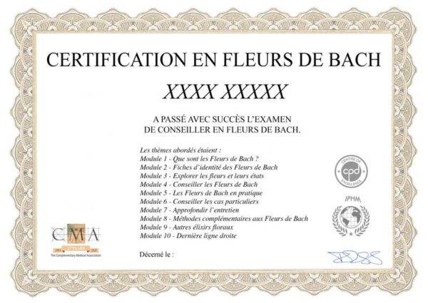 Certificat en Conseiller en Fleurs de Bach
