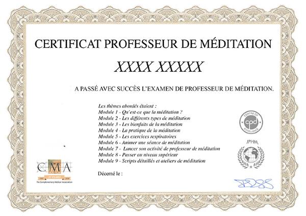 obtenez votre certificat de professeur de méditation